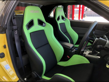 NISSAN�@�X�J�C���C���@BNR34�i1999�N�j�@�Ɂ@RECARO�i���J���j�@SR-7�@Lassic�@����J���[�@Green�@�~���E�@����
